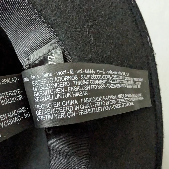 Zara Women's 100% Wool Felt Wide Brim Fedora Classic Hat Black Sz S - Picture 7 of 7
